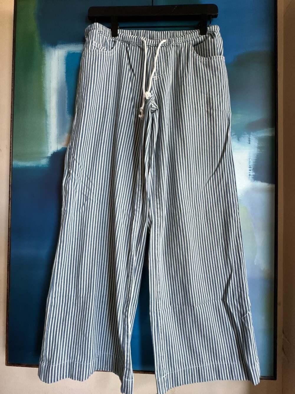 John Galt Anastasia Blue and White Striped Drawstring Lounge Pants